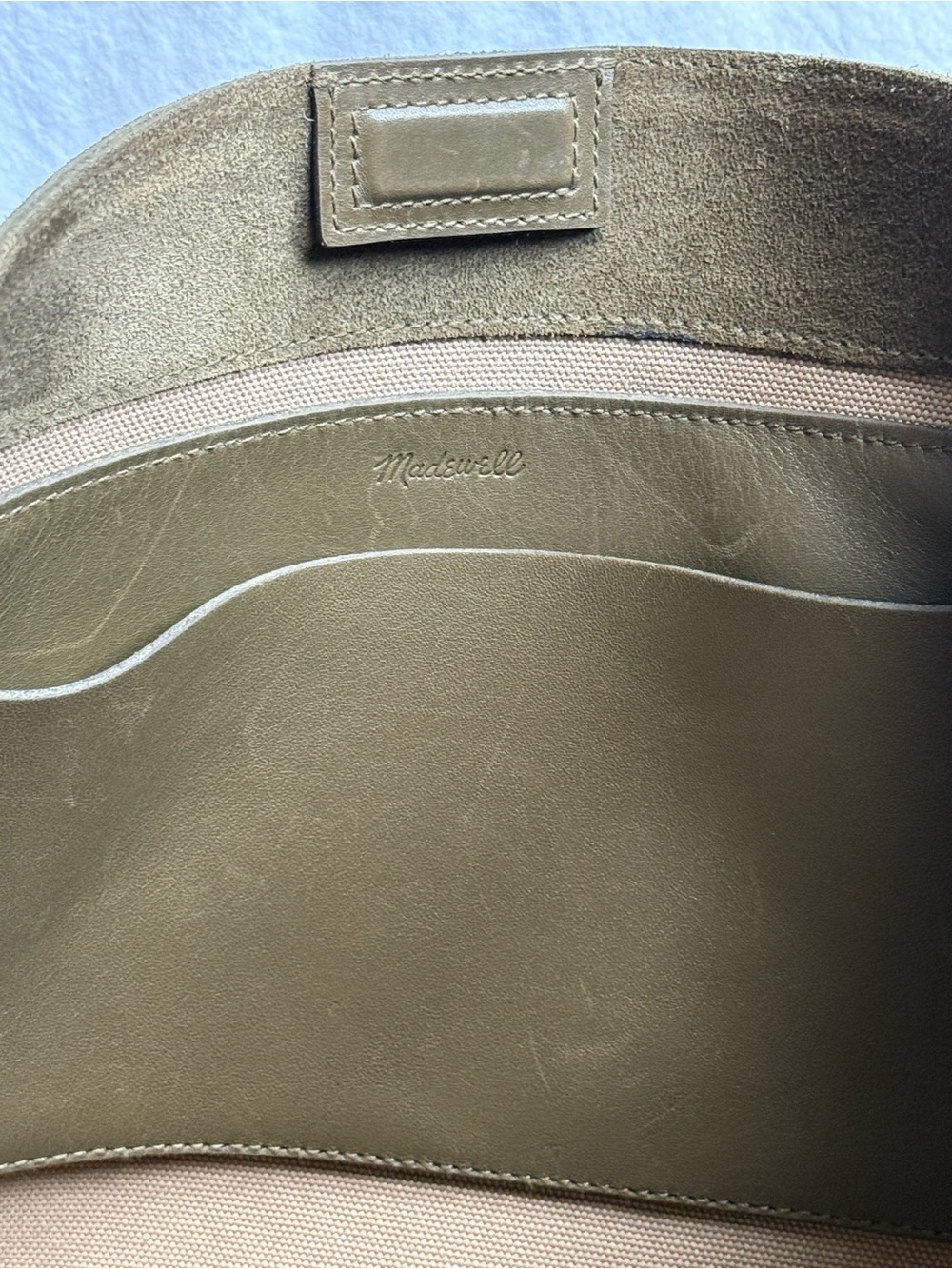 Madewell Olive Green Suede Essential Bucket Tote - Picture 6 of 7